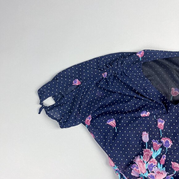 Vintage Floral Navy Midi Dress - Picture 4 of 7